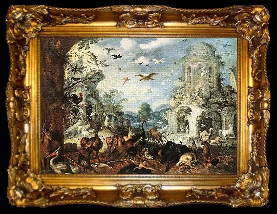 framed  Roelant Savery Landscape with Wild Beasts, ta009-2
